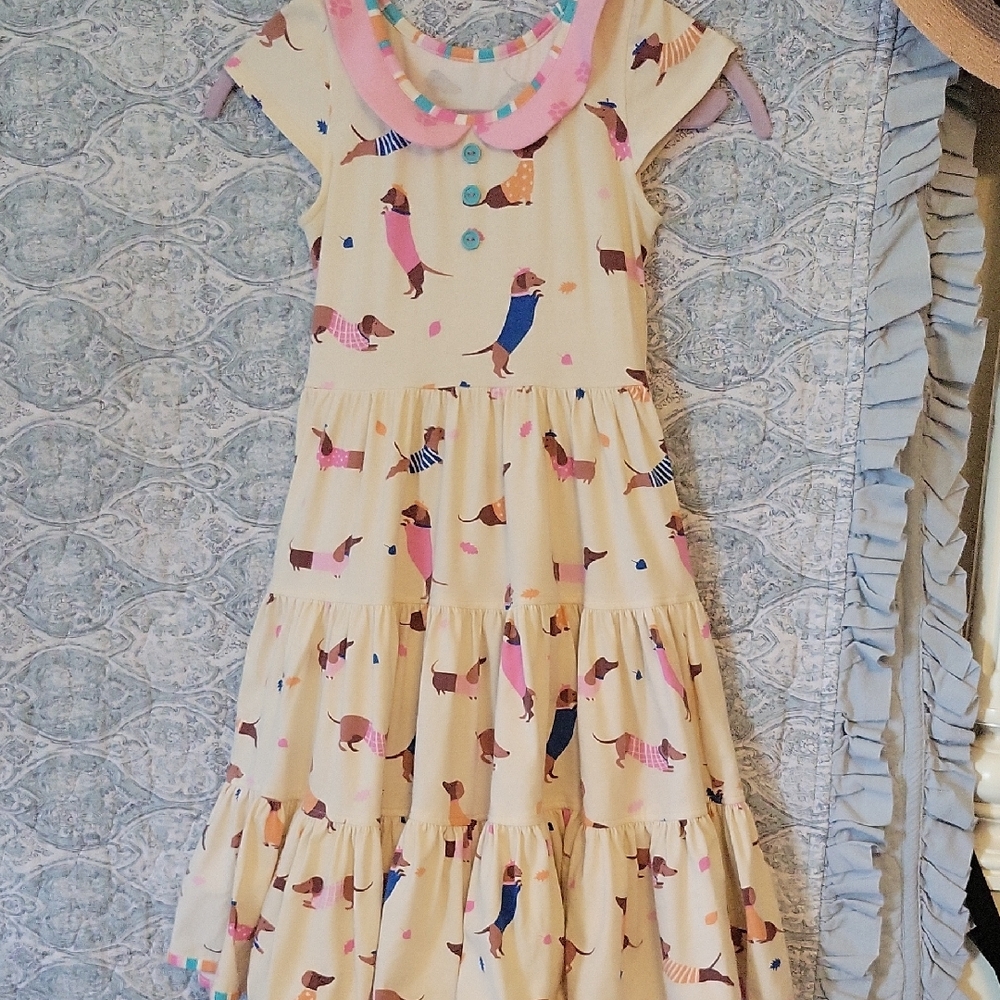 Eleanor Rose Tiered Dress With Dogs